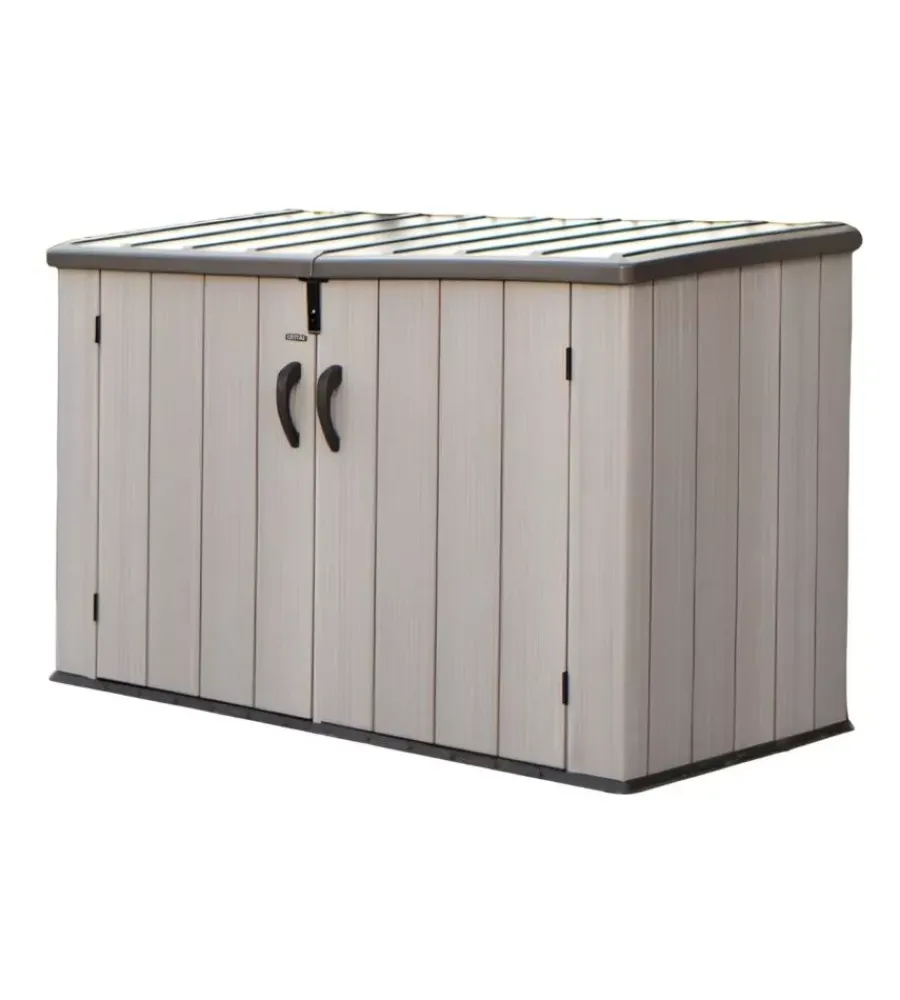Lifetime Contenitori Da Esterno|Box in resina "storage" grigio scuro effetto legno 2124 lt 191x107x132 cm