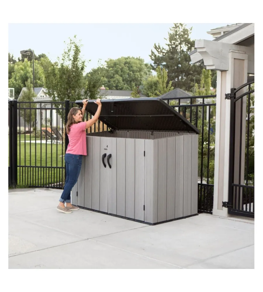 Lifetime Contenitori Da Esterno|Box in resina "storage" grigio scuro effetto legno 2124 lt 191x107x132 cm