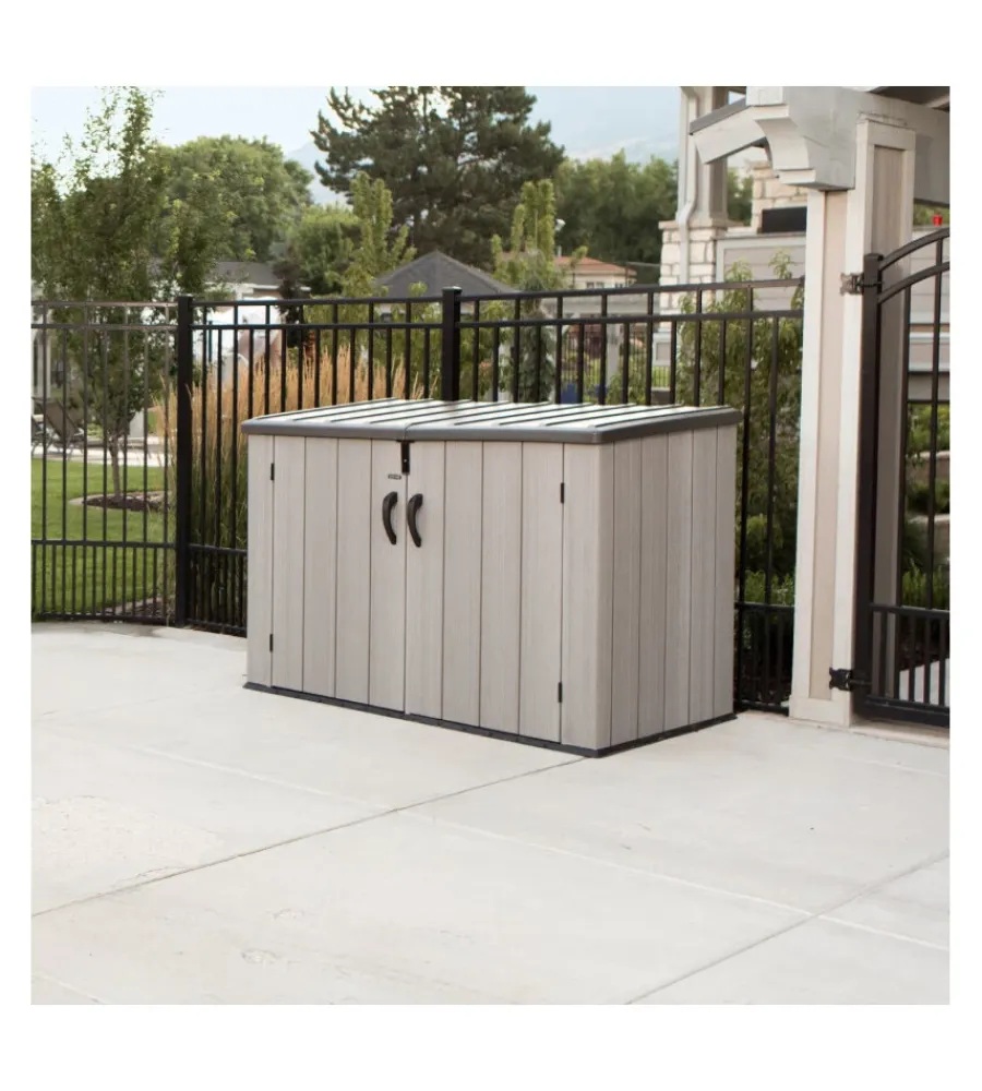 Lifetime Contenitori Da Esterno|Box in resina "storage" grigio scuro effetto legno 2124 lt 191x107x132 cm