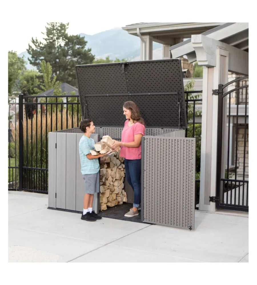 Lifetime Contenitori Da Esterno|Box in resina "storage" grigio scuro effetto legno 2124 lt 191x107x132 cm