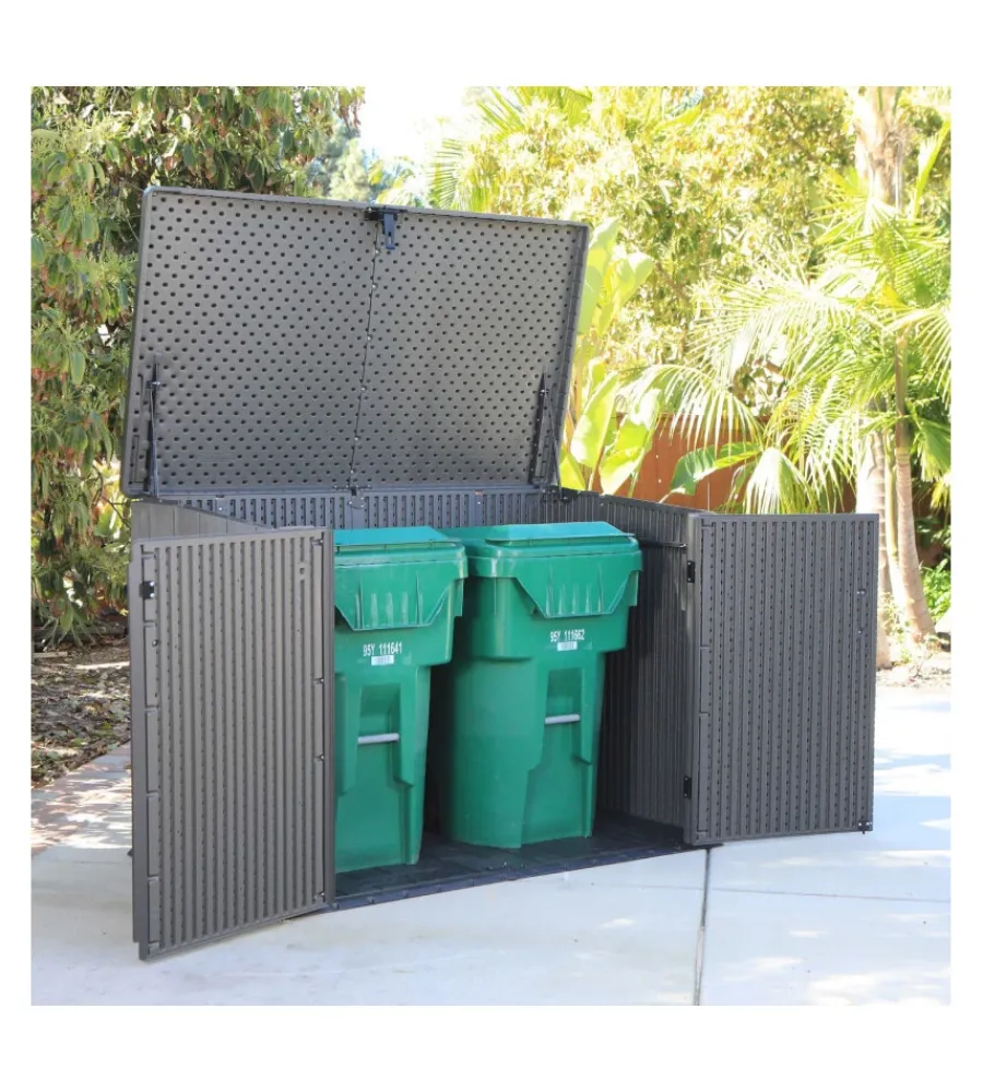 Lifetime Contenitori Da Esterno|Box in resina "storage" grigio scuro effetto legno 2124 lt 191x107x132 cm