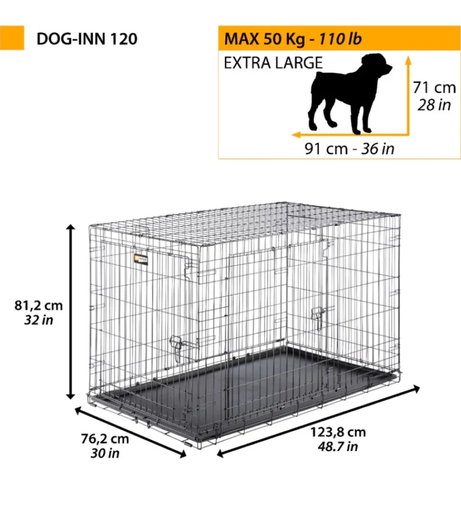 Discount Box pieghevole per cani "dog-inn 120" nero, 123x76x81 cm Trasportini Per Cane