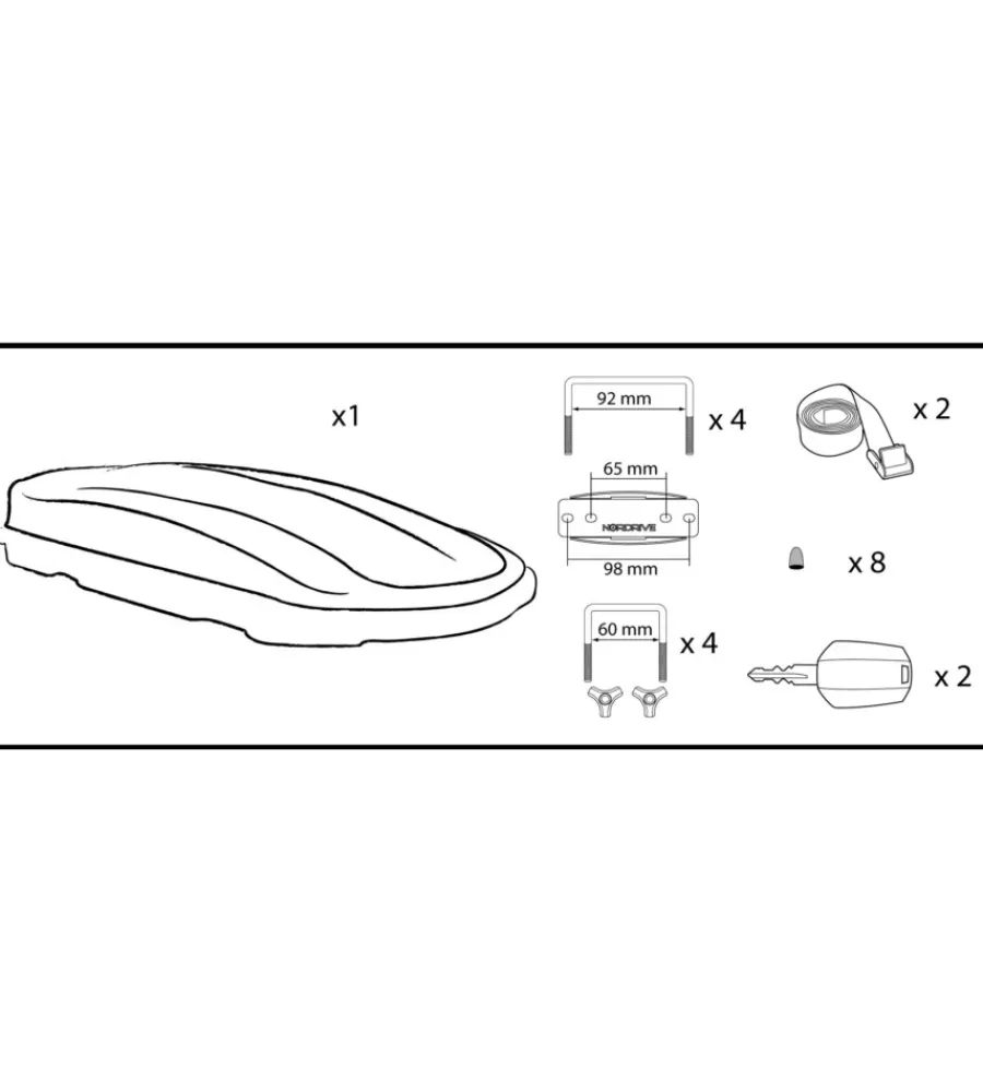Portaggio-Nordrive Box tetto per auto 430 litri in abs nero goffrato - n60016