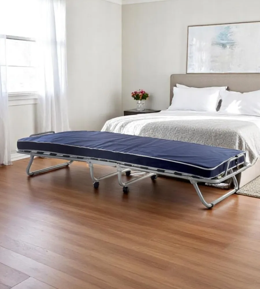 Letti E Comodini|Brandina pieghevole dormir con doghe in legno e materasso 80x190 cm