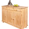 Credenze E Buffet|Buffet 3 ante + 3 cassetti in pino massello naturale, 130x87x43 cm