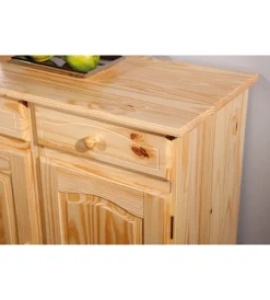 Credenze E Buffet|Buffet 3 ante + 3 cassetti in pino massello naturale, 130x87x43 cm