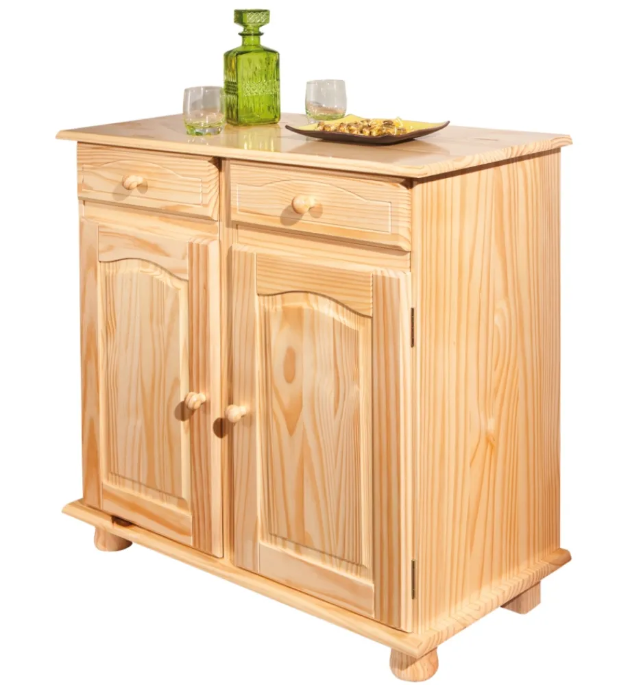Credenze E Buffet- Buffet 2 ante+ 2 cassetti in pino massello, 88x87x43 cm