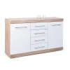 Hot Buffet 2 ante e 4 cassetti rovere e bianco laccato, 155x40x87 cm Credenze E Buffet