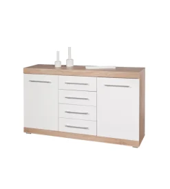 Hot Buffet 2 ante e 4 cassetti rovere e bianco laccato, 155x40x87 cm Credenze E Buffet