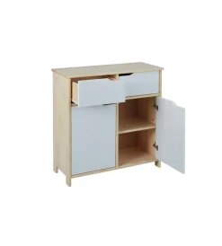 New Buffet 2 ante e 2 cassetti in legno e mdf bianco latte, 80x80x40cm Credenze E Buffet
