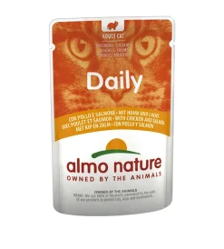 Alimenti Umido Gatto-Almo Nature Busta da 70 gr. con pollo e salmone, alimento umido per gatti.