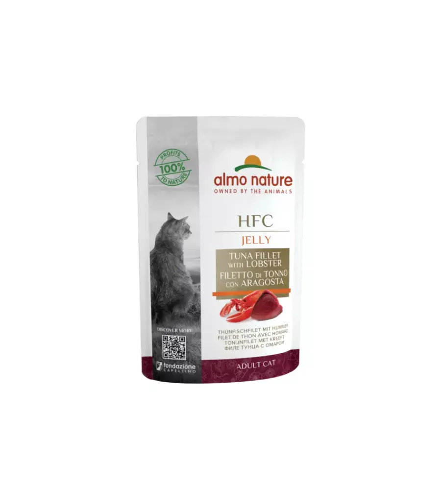 Alimenti Umido Gatto-Almo Nature Busta da 55 grammi per gatto - filetto di tonno e aragosta