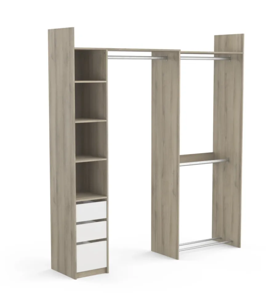 Armadi- Cabina armadio angolare "swing" bianco e quercia, 199x43x218 cm