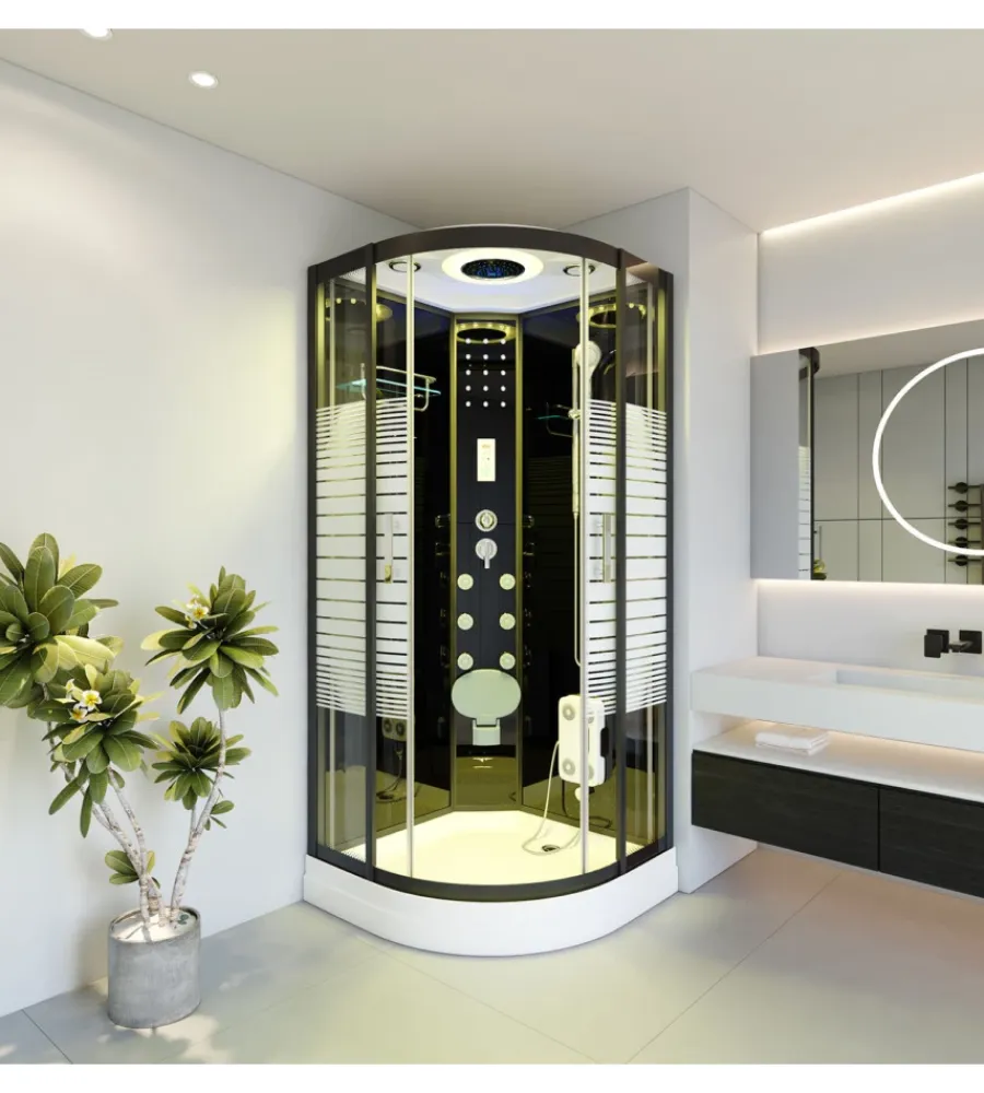 Docce E Accessori|Cabina doccia idromassaggio "olimpia" con luci colorate in vetro e alluminio 80x80x220 cm