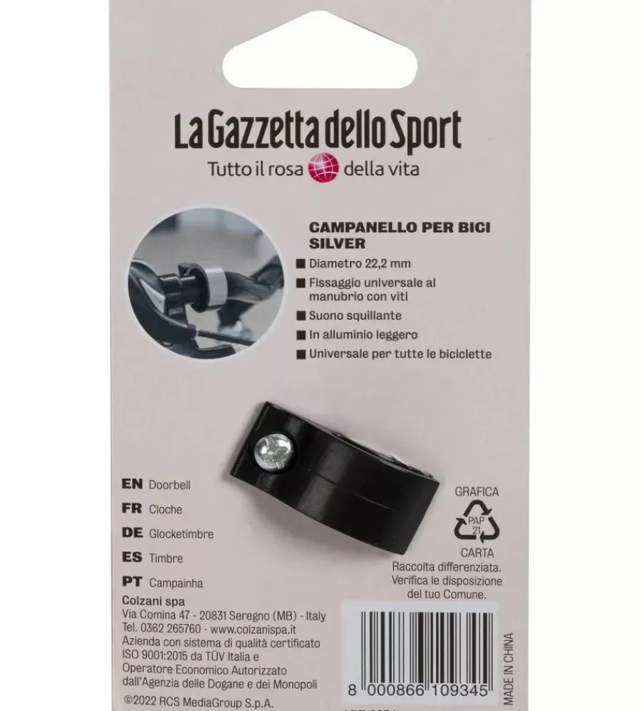 Bici- Campanello per bicicletta gazzetta dello sport silver, diametro 22,2 cm