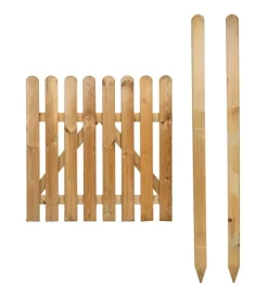 New Cancello da esterno in legno completo di ferramenta e pali 90x16x150 cm Reti, Recizioni E Cancelli Per Giardino