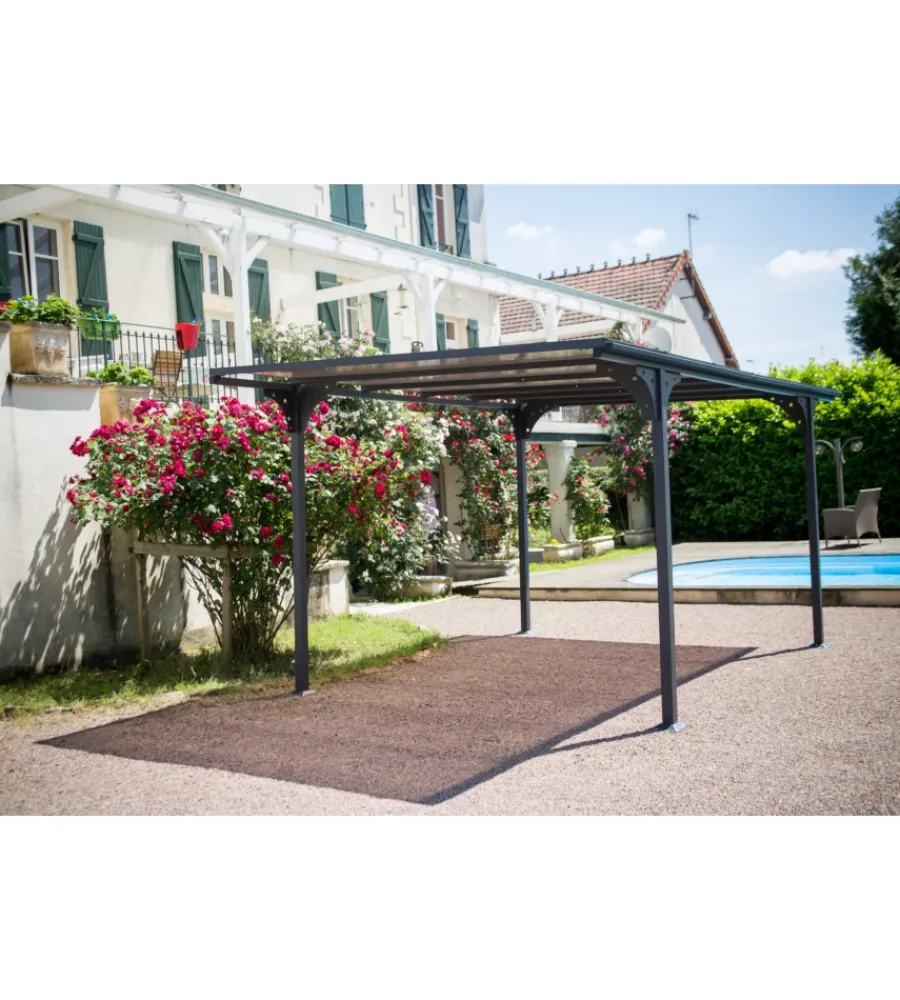 Coperture Per Esterno E Accessori-Habrita Carport auto in alluminio e policarbonato "car 3050 altp t" 5,00x2,88x2,32 mt