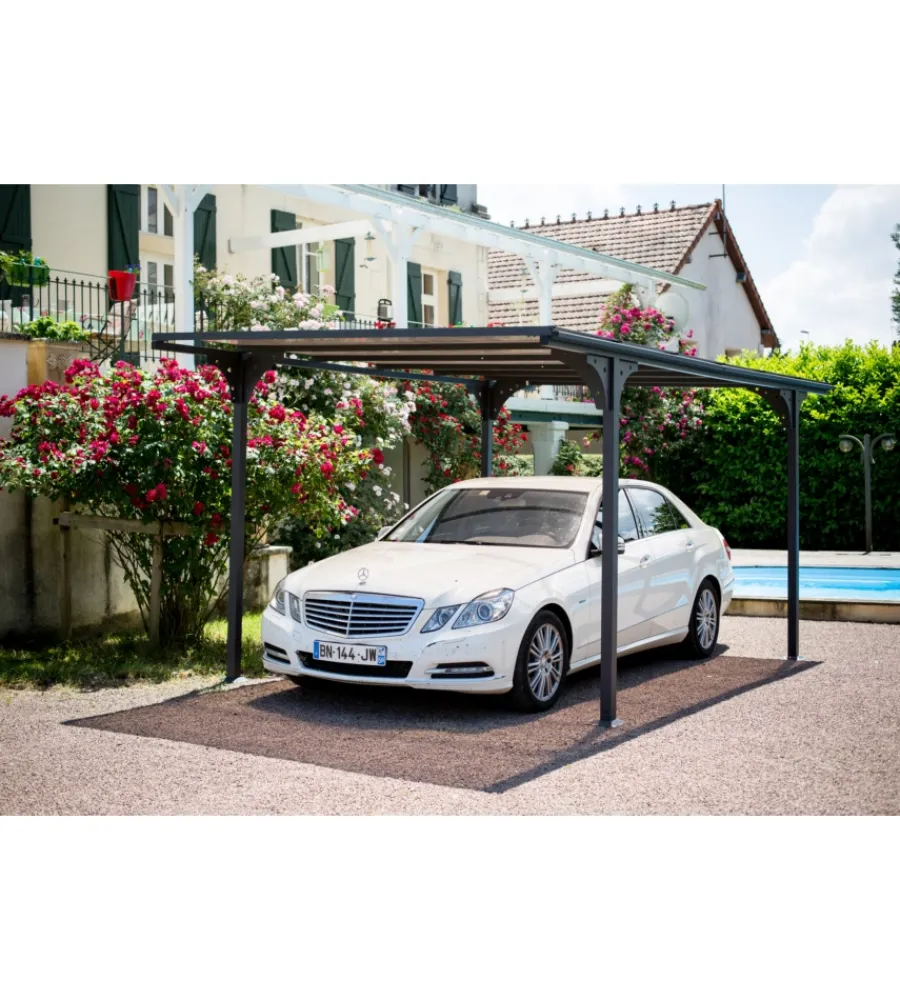 Coperture Per Esterno E Accessori-Habrita Carport auto in alluminio e policarbonato "car 3050 altp t" 5,00x2,88x2,32 mt