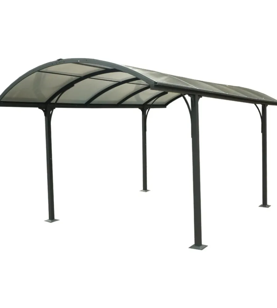 Hot Carport auto in alluminio e policarbonato "car 3048 alrp t" 1 posto 4,85x3,01x2,50 mt Coperture Per Esterno E Accessori