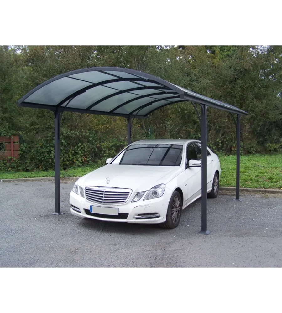 Hot Carport auto in alluminio e policarbonato "car 3048 alrp t" 1 posto 4,85x3,01x2,50 mt Coperture Per Esterno E Accessori