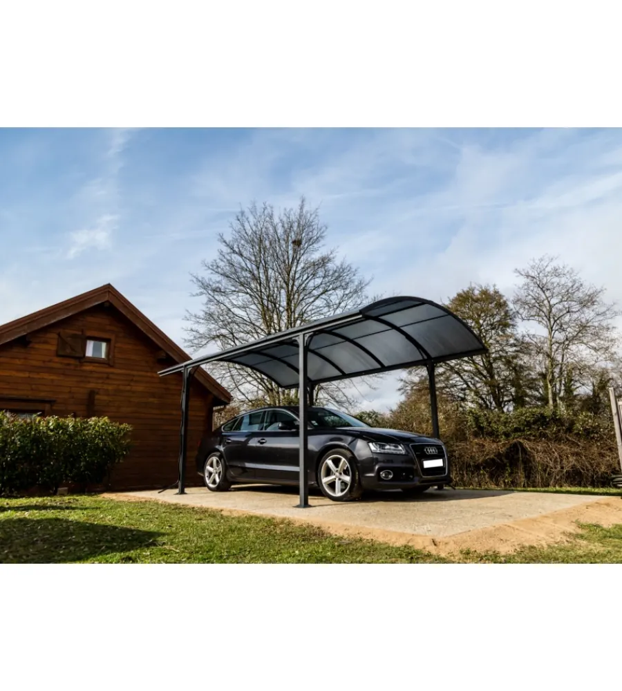 Hot Carport auto in alluminio e policarbonato "car 3048 alrp t" 1 posto 4,85x3,01x2,50 mt Coperture Per Esterno E Accessori