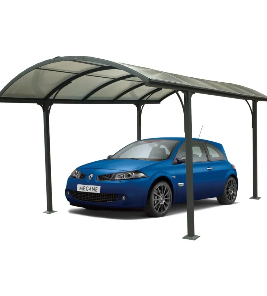 Hot Carport auto in alluminio e policarbonato "car 3048 alrp t" 1 posto 4,85x3,01x2,50 mt Coperture Per Esterno E Accessori