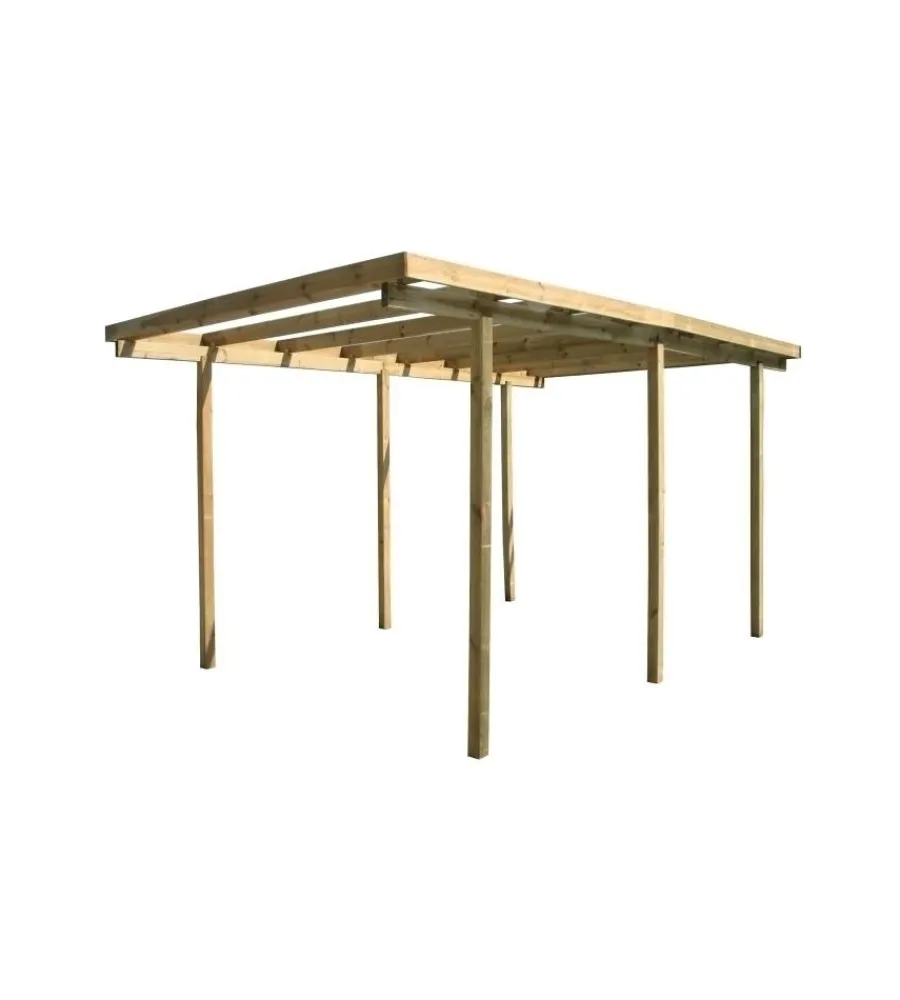 Coperture Per Esterno E Accessori- Carport auto in legno 1 posto 5,24x3,14x2,60 mt