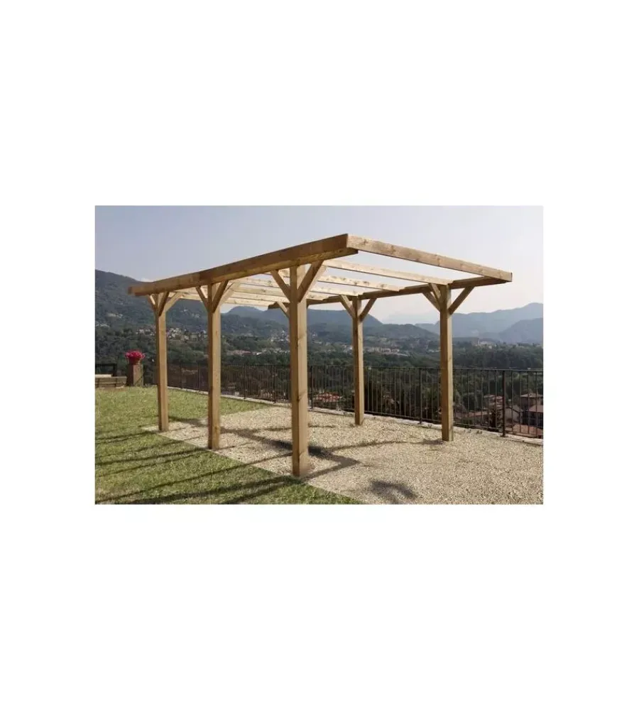 Best Carport auto in legno senza copertura 1 posto 3,04x5,12x2,33 mt Coperture Per Esterno E Accessori