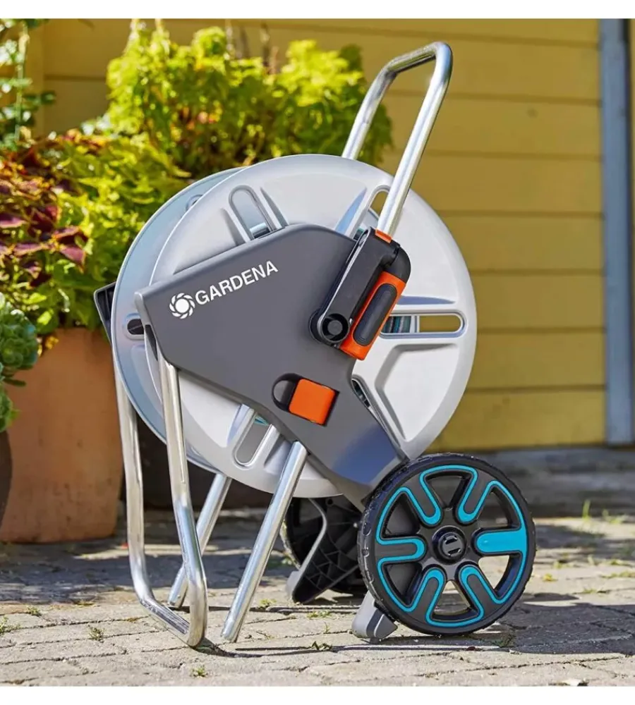 Irrigazione-Gardena Carrello avvolgitubo manuale "cleverroll m" in metallo 43/74x38/48x67/90 cm