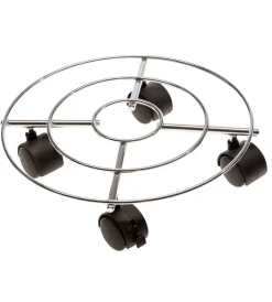 Attrezzatura Giardinaggio- Carrello da esterno porta vaso trolley in acciaio, diametro 30 cm