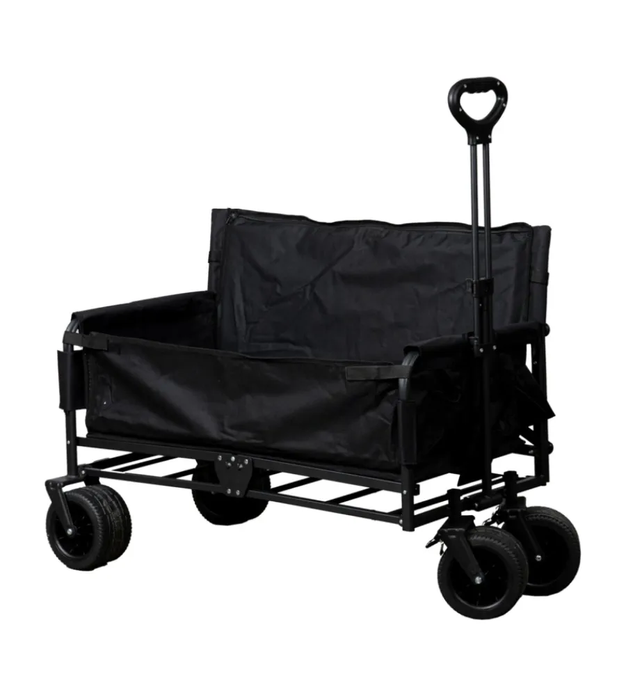 Attrezzatura Giardinaggio-EuroGarden Carrello pieghevole con ruote e funzione panchina in acciaio nero 108x55,5x73 cm