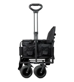 Attrezzatura Giardinaggio-EuroGarden Carrello pieghevole con ruote e funzione panchina in acciaio nero 108x55,5x73 cm