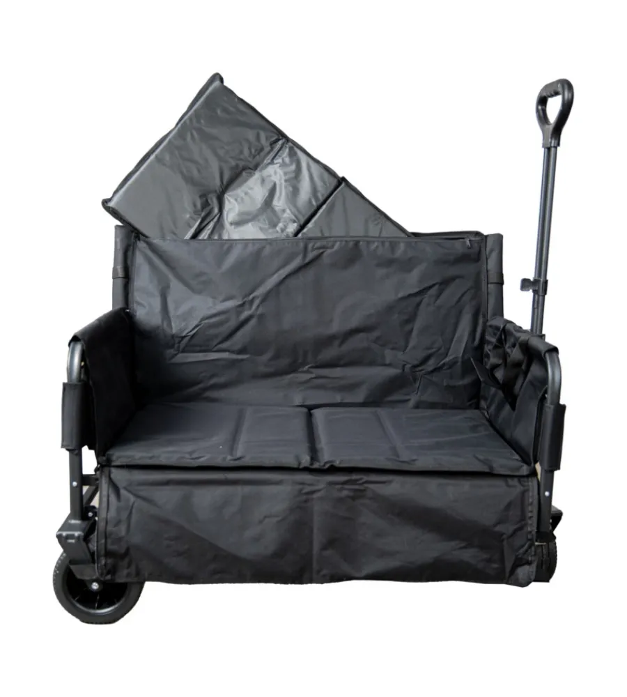 Attrezzatura Giardinaggio-EuroGarden Carrello pieghevole con ruote e funzione panchina in acciaio nero 108x55,5x73 cm