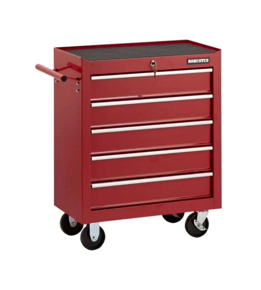 Officina E Garage- Carrello porta attrezzi 5 cassetti essenza rosso 69x33x77,2 cm