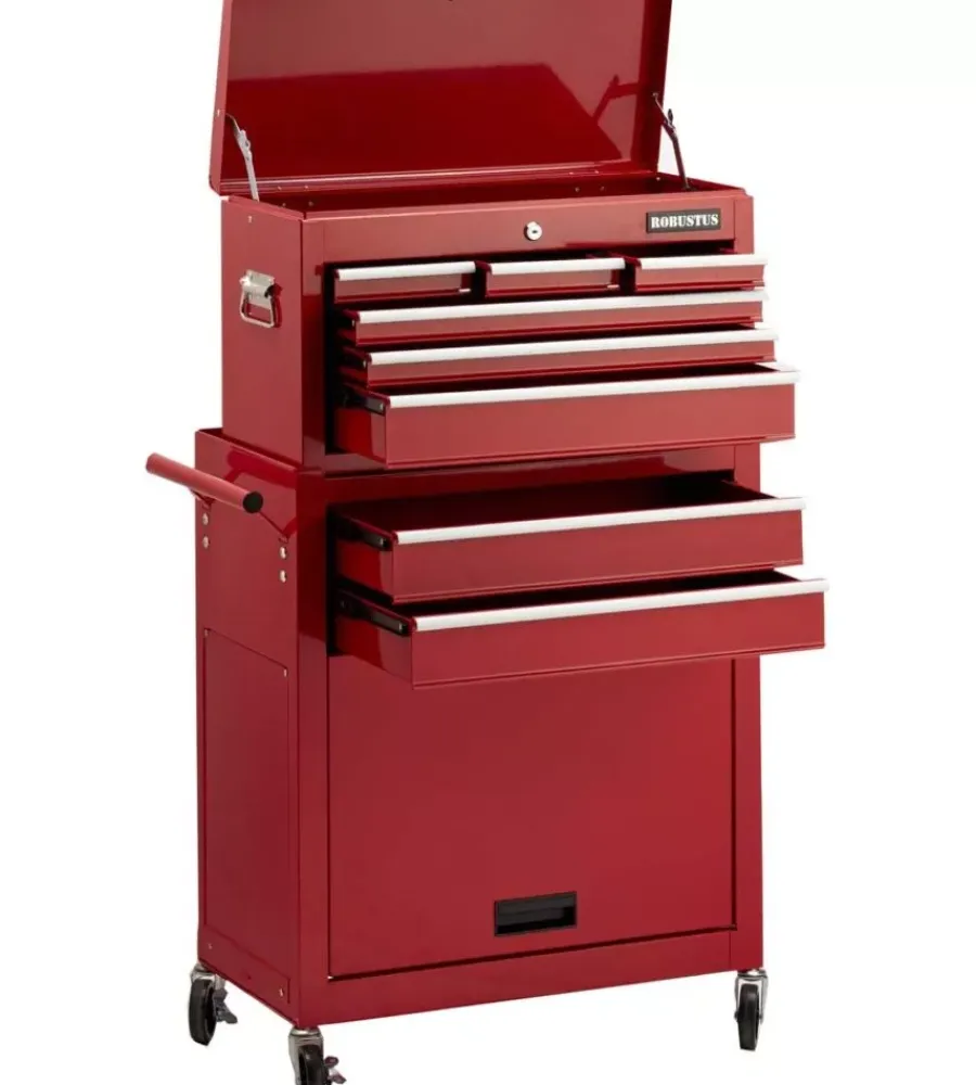 Outlet Carrello porta attrezzi componibile 8 cassetti essenza rosso 61x33x108,7 cm Officina E Garage