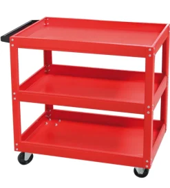 Officina E Garage-Valex Carrello porta attrezzi in metallo con 3 ripiani 2 ruote piroettanti e 2 fisse 77x35x76 cm