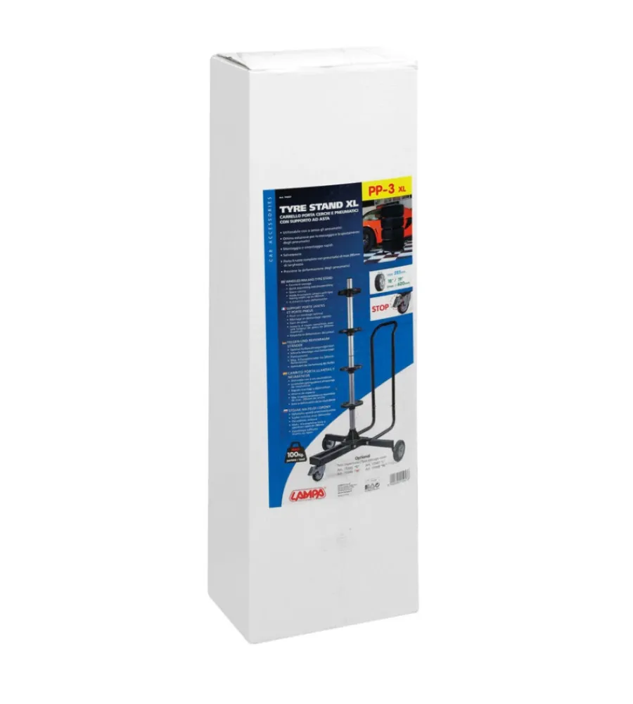 Garage E Manutenzione-Lampa Carrello porta cerchi e pneumatici con supporto ad asta, portata massima 100 kg - 15957