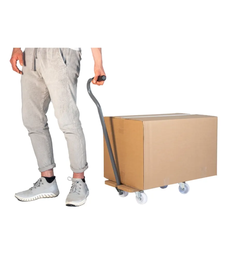 Easy System Attrezzatura Giardinaggio|Carrello trasporto pieghevole con manico e ruote pivotanti in legno portata 200 kg 58x29x1,8 cm