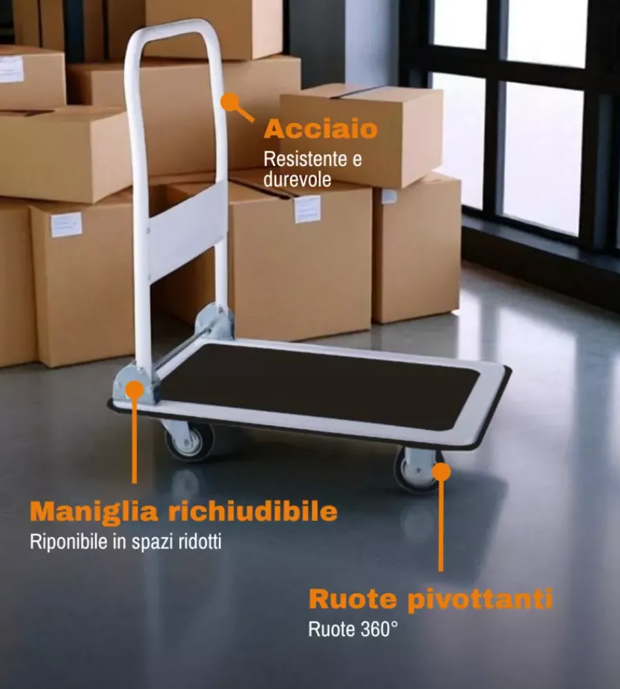 Best Carrello trasporto pieghevole con manico e ruote pivotanti in acciaio portata 150 kg 73,3x47,7x83 cm Attrezzatura Giardinaggio