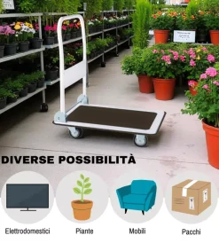 Best Carrello trasporto pieghevole con manico e ruote pivotanti in acciaio portata 150 kg 73,3x47,7x83 cm Attrezzatura Giardinaggio