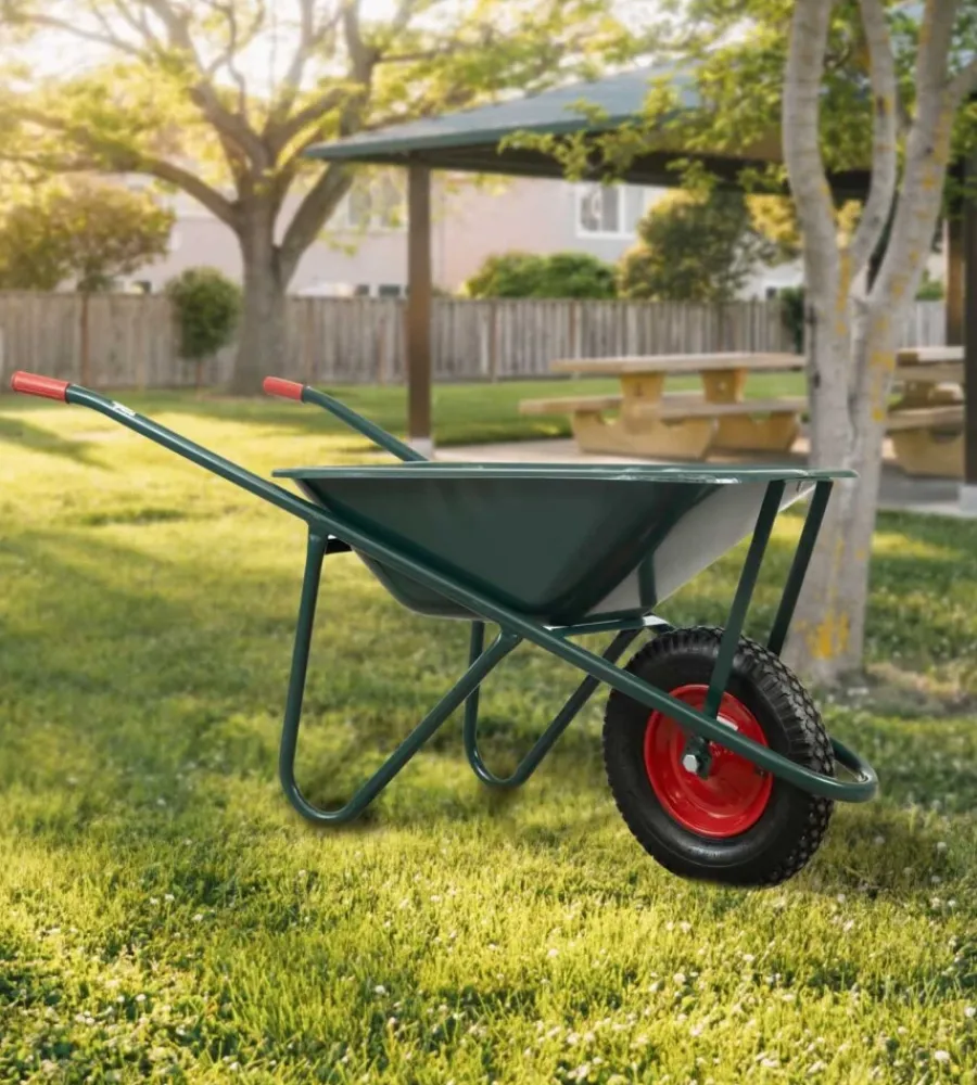 Attrezzatura Giardinaggio-EuroGarden Carriola da giardino in acciaio zincato con vasca da 75 litri