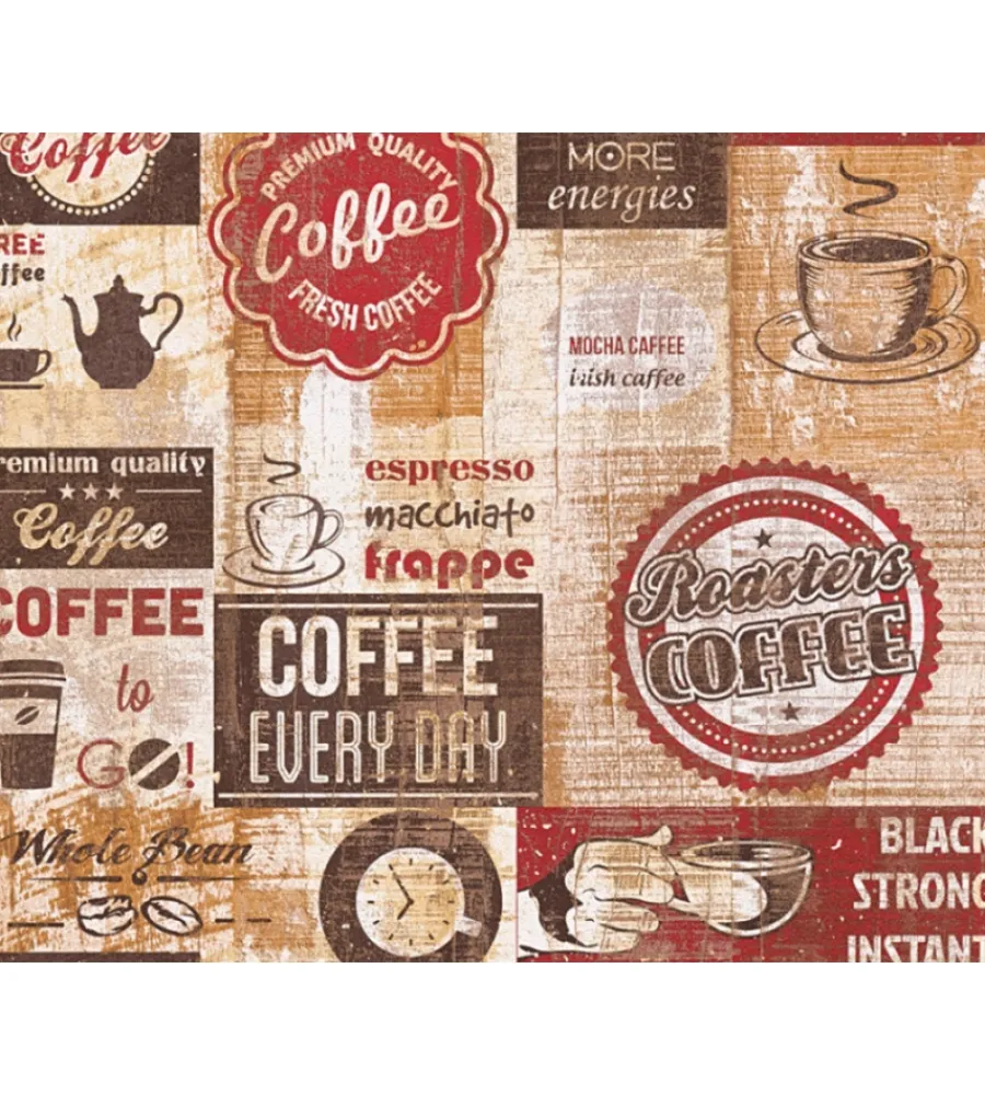 Decorazione Pareti- Carta da parati parato carta duplex coffee label rosso