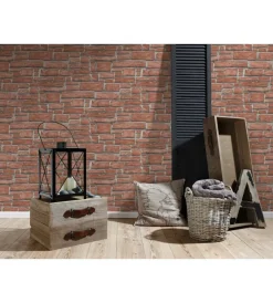 Decorazione Pareti- Carta da parati parato espanso matt. rust. rosso