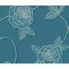 Decorazione Pareti- Carta da parati parato espanso tnt fiore flock blu