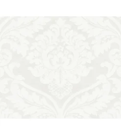 New Carta da parati parato espanso tnt damasco bianco Decorazione Pareti