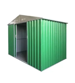 Casette Da Giardino-Domus Casetta da esterno in lamiera zincata "s" verde con porte scorrevoli 187x131x194 cm