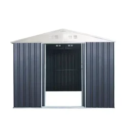 Domus Casette Da Giardino|Casetta da esterno in lamiera zincata "s" grigia con porte scorrevoli 187x131x194 cm