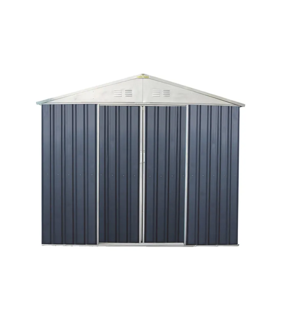 Domus Casette Da Giardino|Casetta da esterno in lamiera zincata "s" grigia con porte scorrevoli 187x131x194 cm