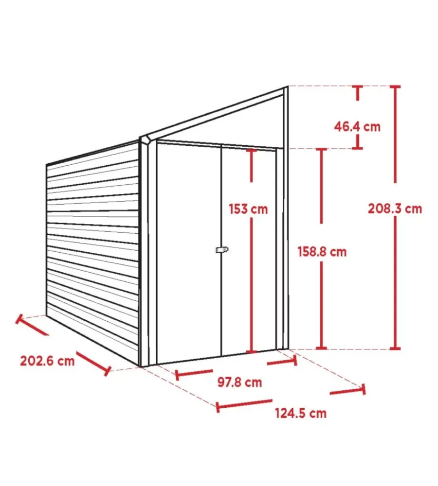 Habrita Casette Da Giardino|Casetta da giardino addossata "arrow yardsaver" in acciaio zincato antracite 124,5x202,6x208,3 cm