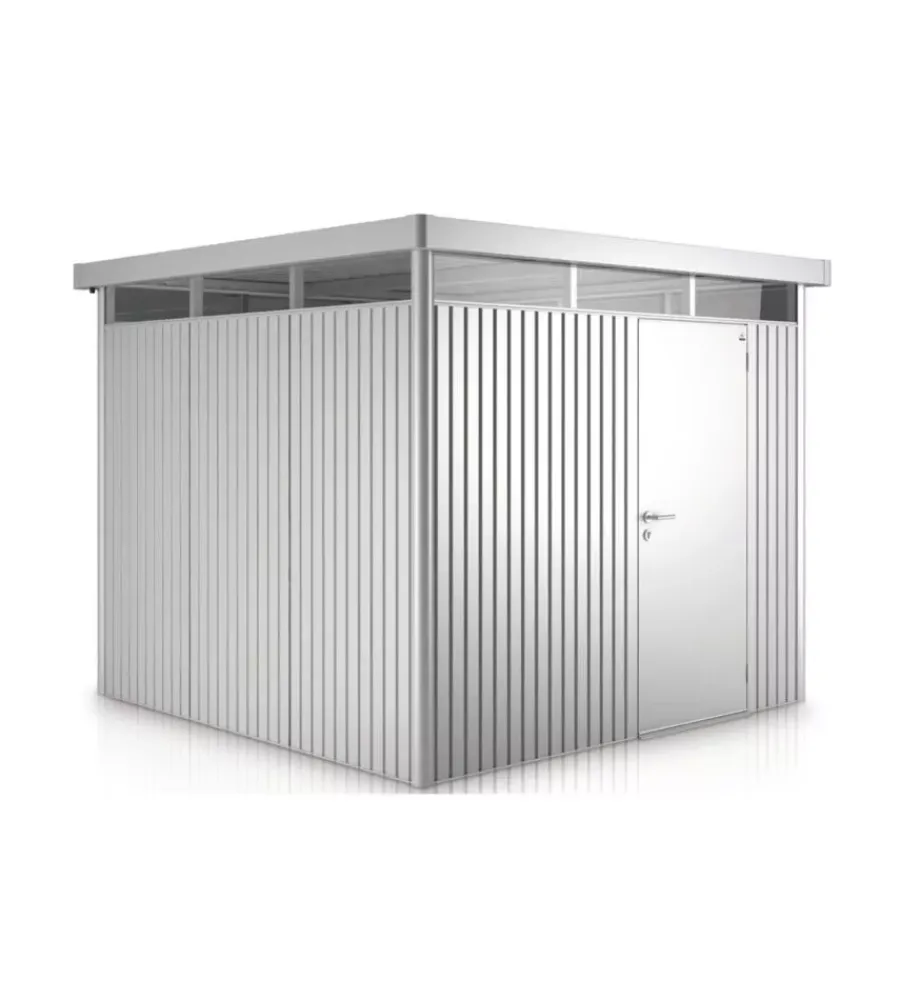 Biohort Casette Da Giardino|Casetta da giardino "highline h4" in acciaio zincato colore argento metallizzato con porta battente semplice 275x275x222 cm - cod. 83050